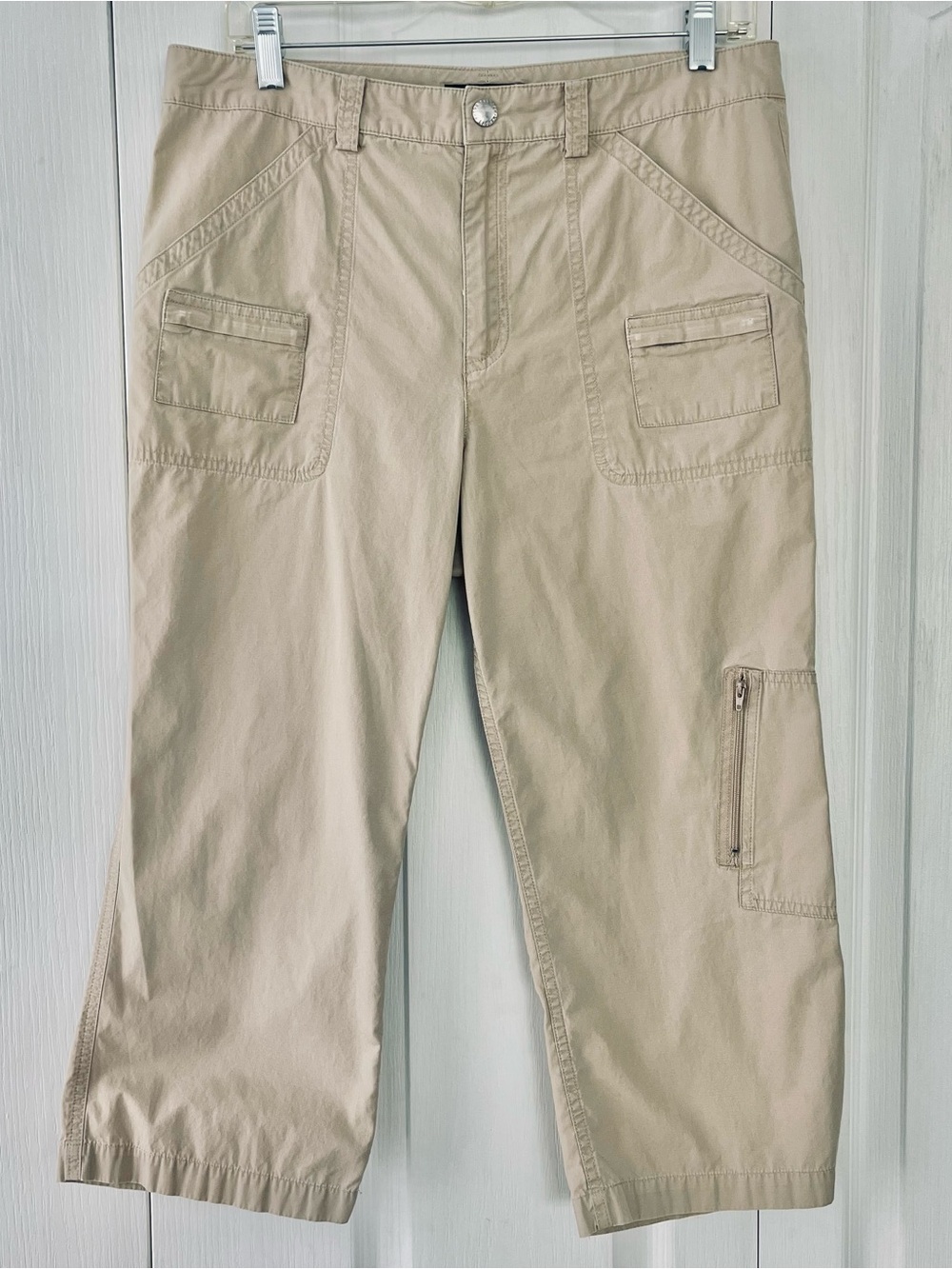 Lauren Ralph Lauren Capri Pants Womens Beige Utility Cargo Crop Size 8